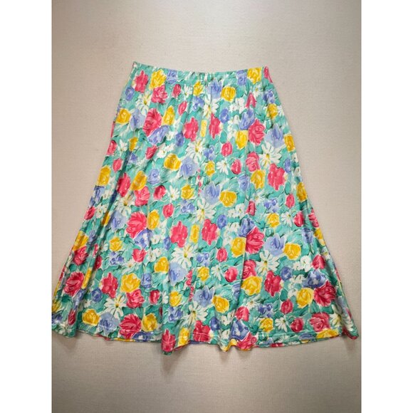 Koret Women's A-Line Skirt Elastic Waist Stretch Pockets Floral Size XL Multi - Picture 7 of 10